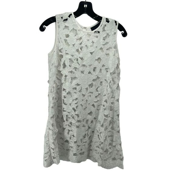 Cynthia Rowley Womens Laser Cut Dress Sleeveless Mini White Size 0 - Picture 1 of 11